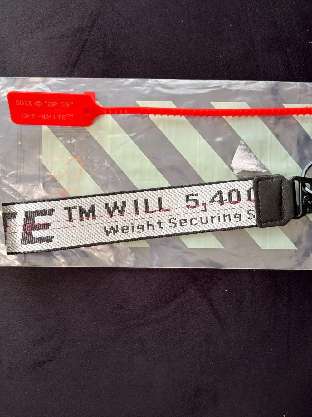 Off-White Black & White Logo Strap with Red Tag Accent